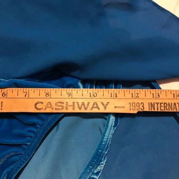 Blue Velour Figure  Skating Dress - Picture 10 of 11